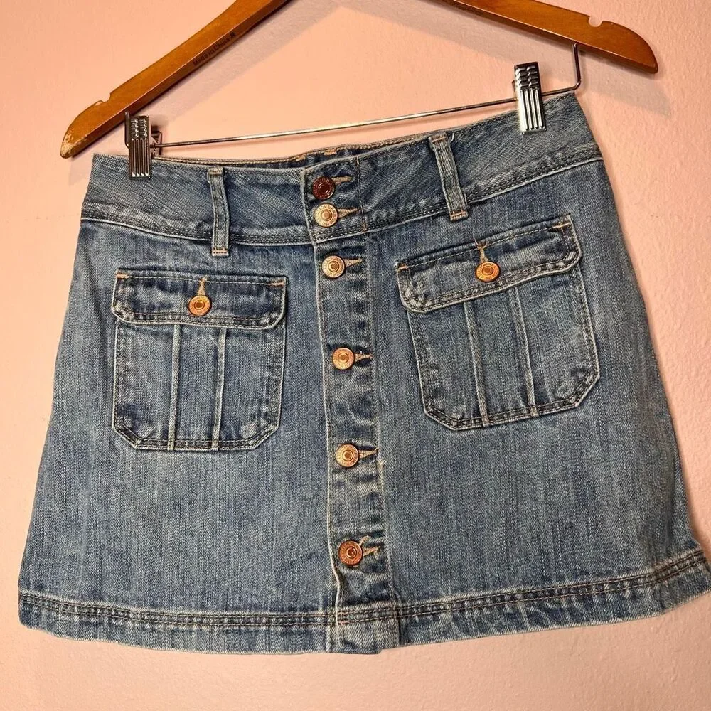 Abercrombie & Fitch Skirt Size 00 Y2K Denim Micro Mini Denim W/pockets